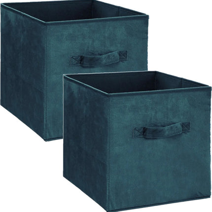 5Five Opbergmand/kastmand - Set van 2x stuks - petrol groen - 29 liter - 31 x 31 x 31 cm - Opbergboxen - Vakkenkast manden - polyester