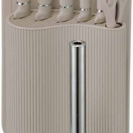 Klausberg KB-7978 8 Delig Keukenset - Messenset met Snijplank en Papierrolhouder - Beige Roestvrij Staal