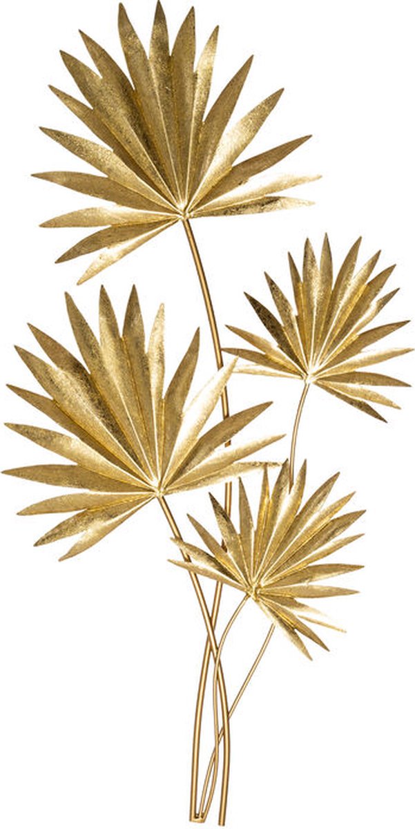Wanddecoratie 4 palm bladeren 365 x 73 cm goud
