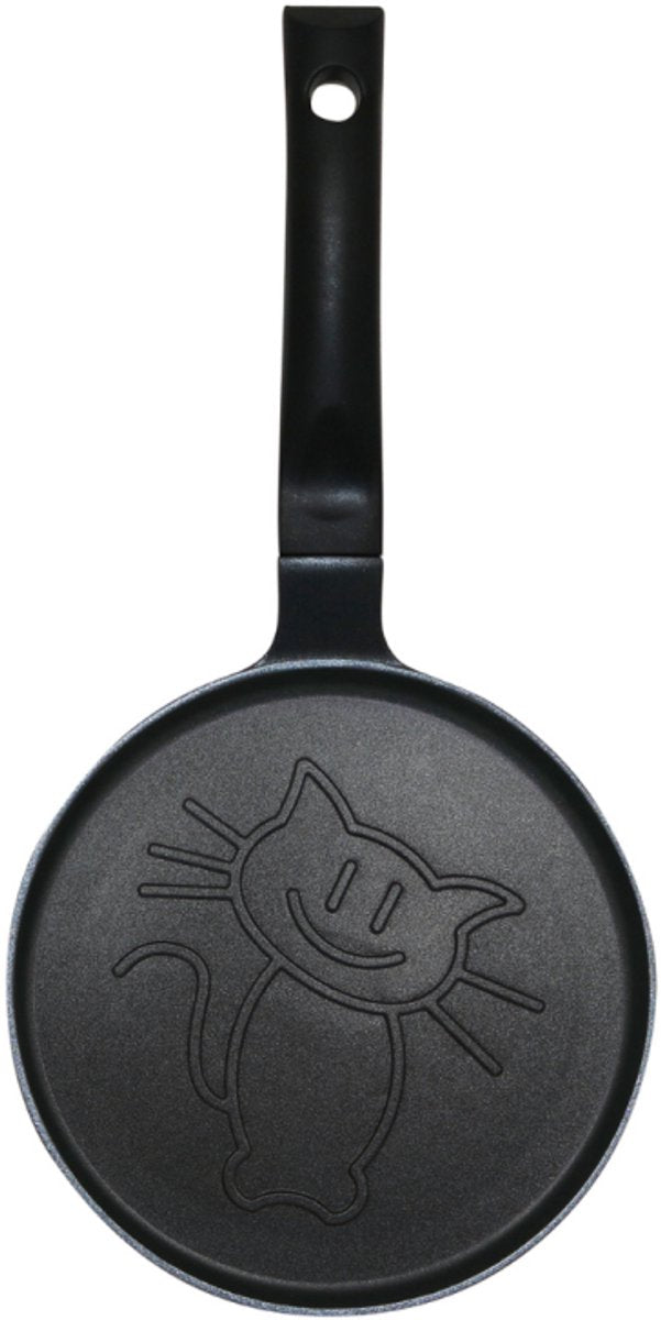 Klausberg KB-7973 Pannekoekenpan - Katten Motief - Ø18 cm - Zwarte Antiaanbaklaag - Geschikt voor Alle Kookstellen Inclusief Inductie - Kat Figuur -