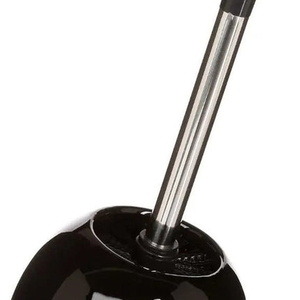 WC-/toiletborstel met houder rond zwart glans keramiek 36 cm