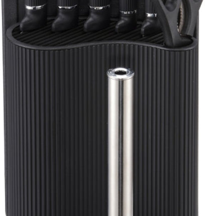 Klausberg KB-7977 8 Delig Keukenset - Messenset met Snijplank en Papierrolhouder - Zwart Roestvrij Staal - Messenblok - o.a. Koksmes, Broodmes, Snijplank, Keukenset