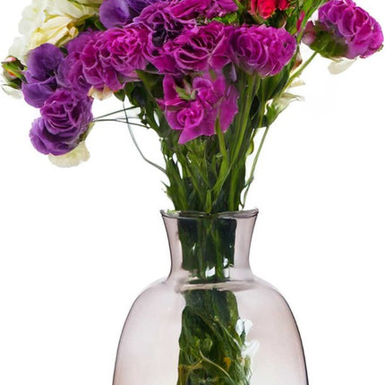 Giftdecor Bloemenvaas Crystal - luxe deco glas - grijs transparant - 21 x 36 cm - ovale bol vaas