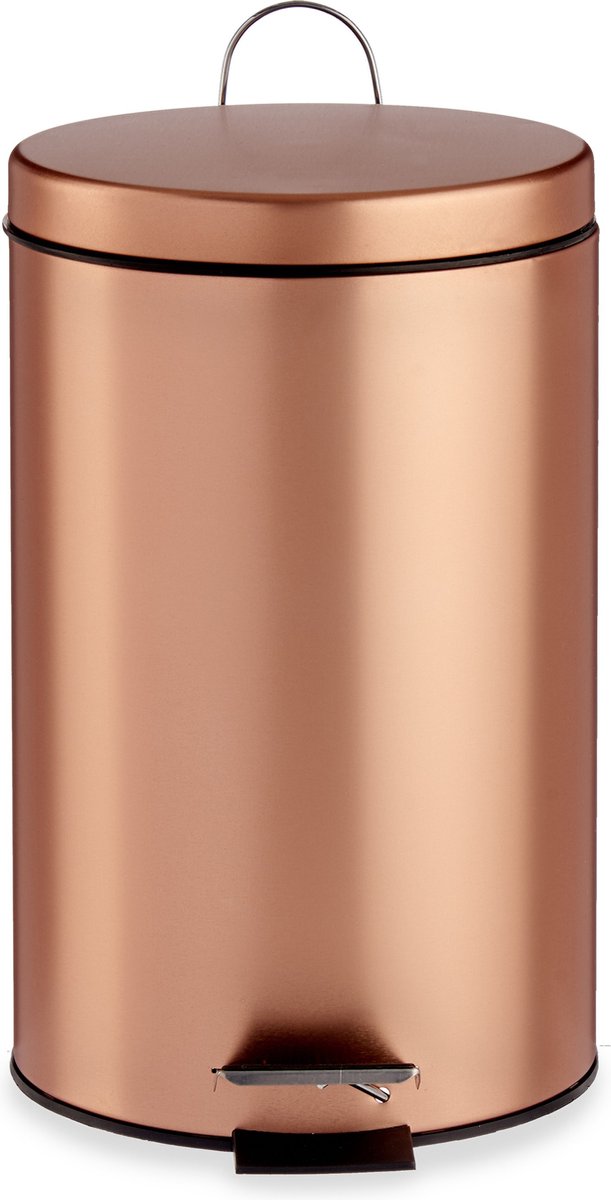 Pedaalemmer/vuilnisbak metaal 7 liter inhoud koper kleur 31 x 20 cm