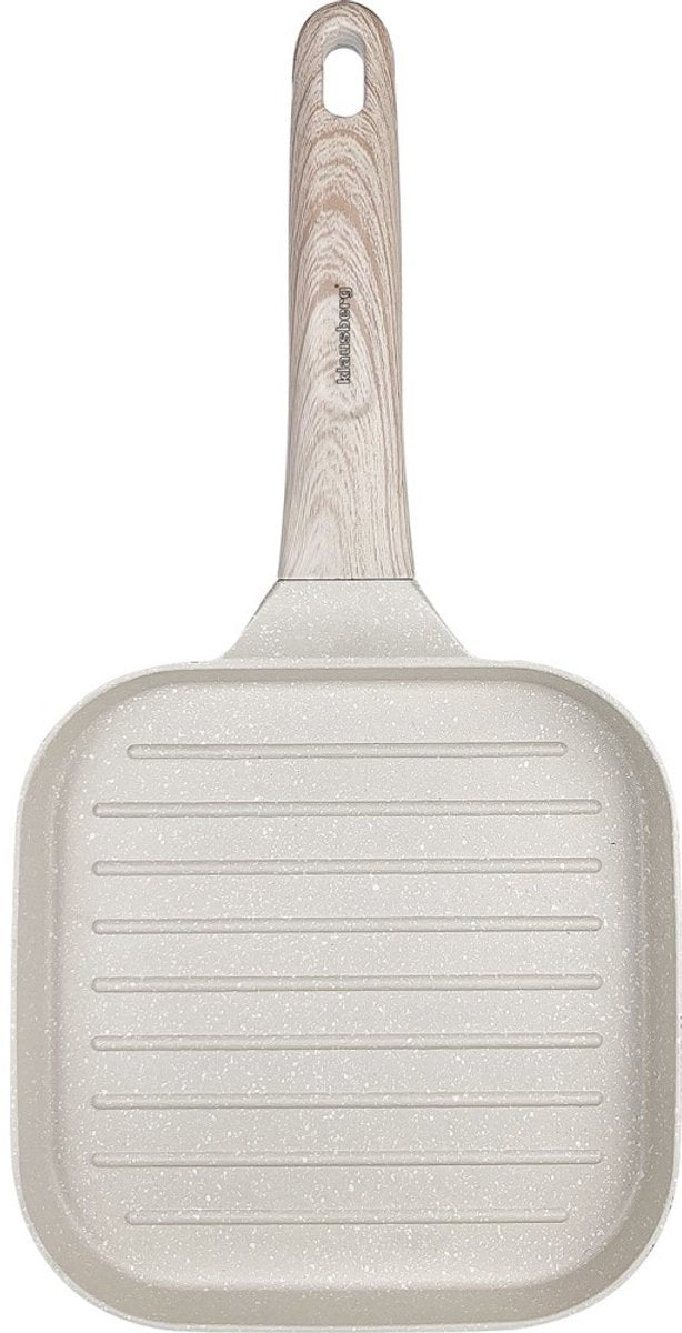 Klausberg 7812 - Grillpan - 36 x 18 cm - beige - met houten handvat