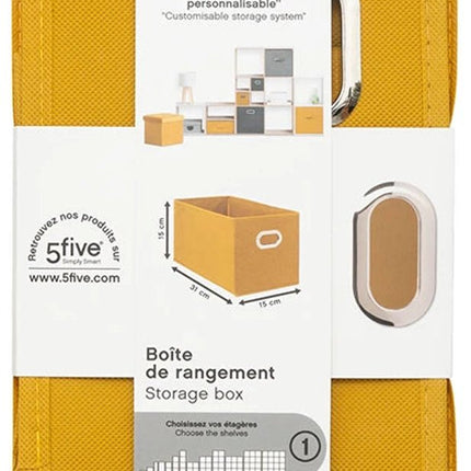 5Five Opbergmand/kastmandje - Geel - 31 x 31 x 31 cm - 29 liter - Vakkenkast manden - Stof met versterkte bodem - Opvouwbaar