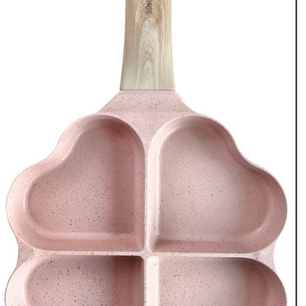 Klausberg 7820 - pan met 4 hartvormige vakken voor Eieren - burgers - pannenkoeken - Rose - Anti-aanbakpan