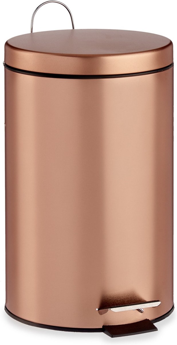 Pedaalemmer/vuilnisbak metaal 7 liter inhoud koper kleur 31 x 20 cm