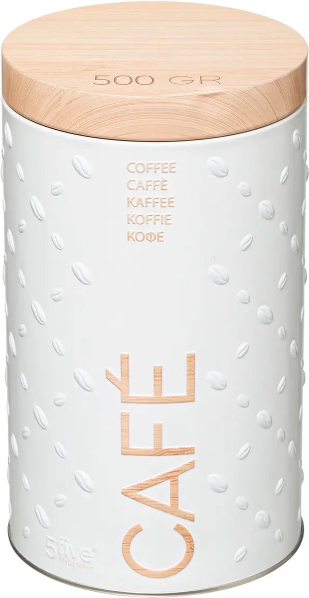 5Five Koffie voorraadbus/bewaarblik - metaal - 19 x 11 cm - 500 gram