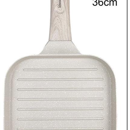 Klausberg 7812 - Grillpan - 36 x 18 cm - beige - met houten handvat