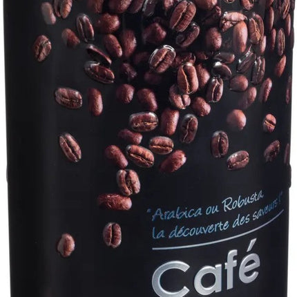 5Five Koffie bewaarblik - metaal - zwart/sfeer print - 11 x 19 cm - 500 gram - koffiebonen paths of cups