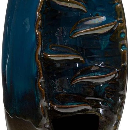 Wierookfontein - Donkerblauw - 20 x 11 cm - Wierookbrander voor Stokjes en Kegeltjes - Keramiek - Keramisch -