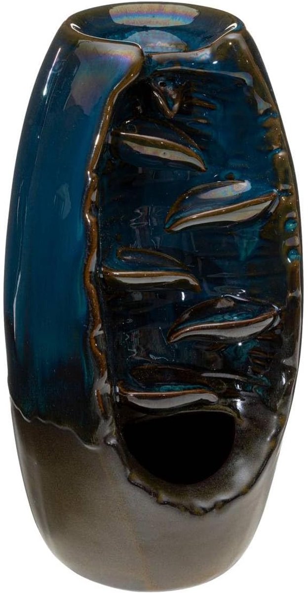 Wierookfontein - Donkerblauw - 20 x 11 cm - Wierookbrander voor Stokjes en Kegeltjes - Keramiek - Keramisch -