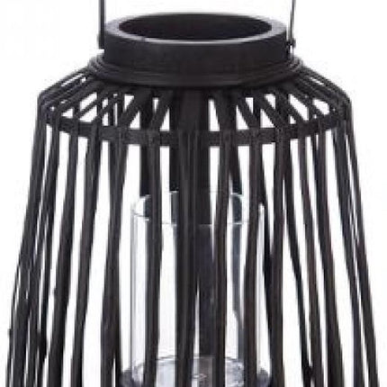 windlicht - lantaarn - rotan - zwart- hoogte  40 cm