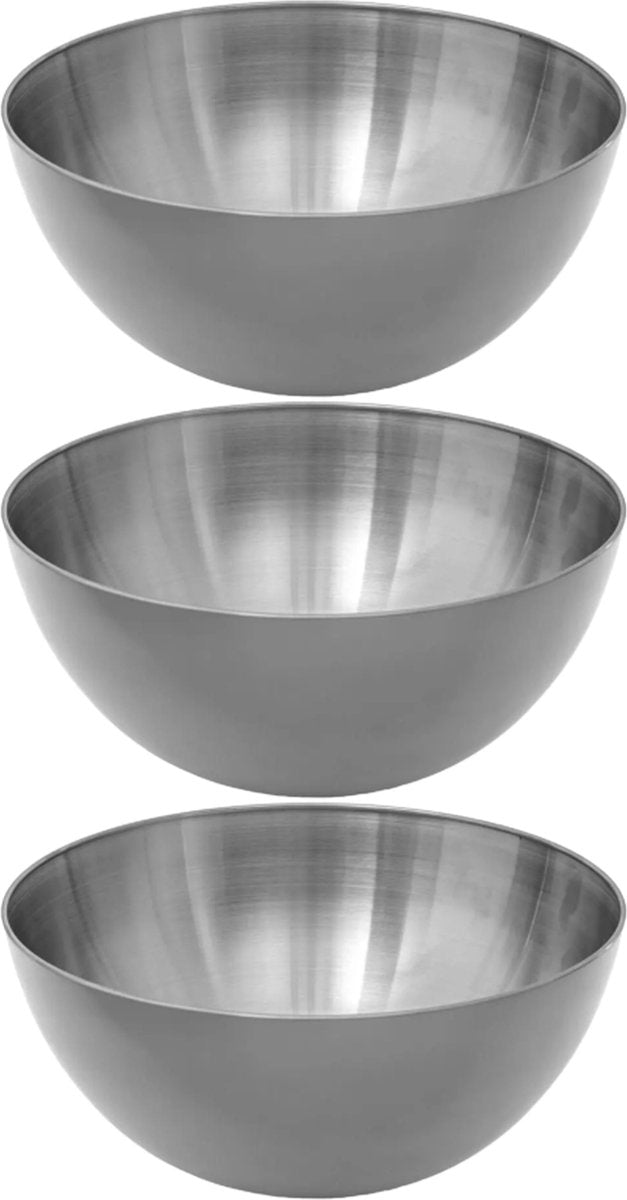Secret de Gourmet - 3x - Slakom/voedsel serveer schaal - RVS - D29/H13 cm