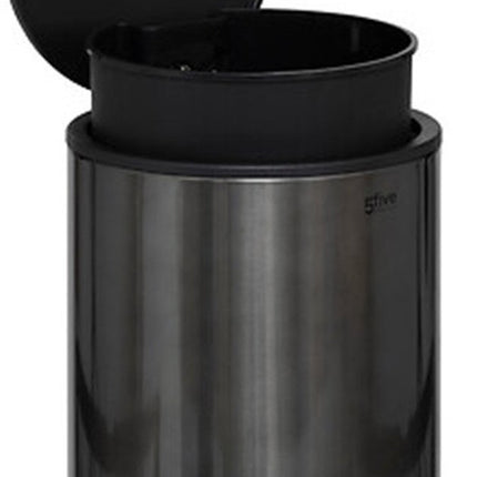 5Five Prullenbak/pedaalemmer Delta - titanium - metaal - 6 liter - 26 x 21 x 30 cm - keuken afvalbak