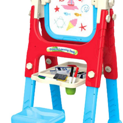 Leerbord 5-in-1 met Stoel - Tekentafel voor Kinderen met Whiteboard & Schoolbord - Verstelbaar Schrijfbord met Opbergvak - Educatief Speelgoed voor Tekenen en Schrijven - Complete set inclusief stiften en spons