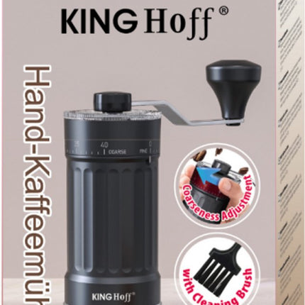 KINGHoff Handmatige Koffiemolen – Keramische Maalschijven – Traploze Maalgraad – Compact & Draagbaar – KH-2002