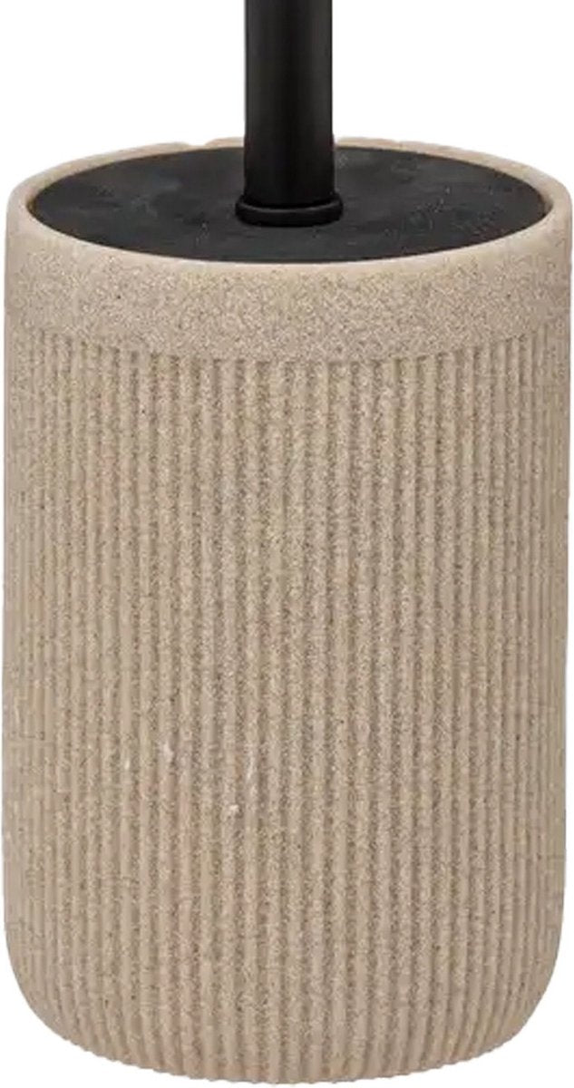 5Five Toiletborstel in houder Onyx - beige/zwart - polystone - 40 x 9 cm