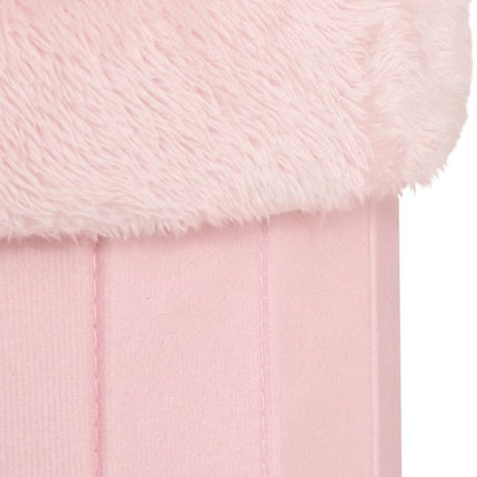 Atmosphera Kat Opvouwbare Poef - Opberger - Ø30xH38cm - Roze