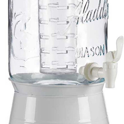 Glazen drankdispenser/limonadetap met witte kleur dop/tap 3.8 liter - Tapkraantje - 21 x 38 cm