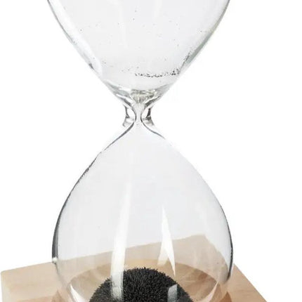 Atmosphera Zandloper cilinder - decoratie of tijdsmeting - 1 minuten zwart zand - H15 cm - glas/hout