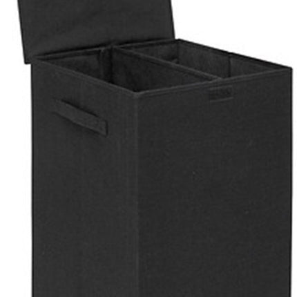 5Five Eureka sorteer wasmand - 74 liter - zwart - 37 x 37 x 60 cm - MDF/Polyester stof - met afsluitklep