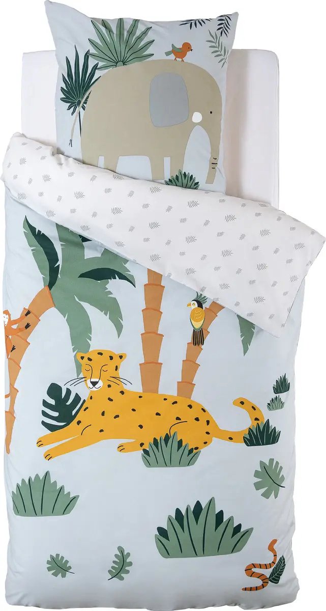 Dekbedovertrek kinderen 140x200 cm - Jungle dieren 1 persoons dekbed - Jongens en meisjes
