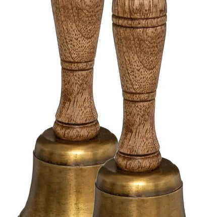 Tafelbellen/handbellen - 17,5 cm - mangohout - 2x stuks