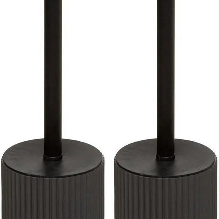 5Five WC-/toiletborstel met houder zwart polyresin/steen 40 cm - Set 2x stuks