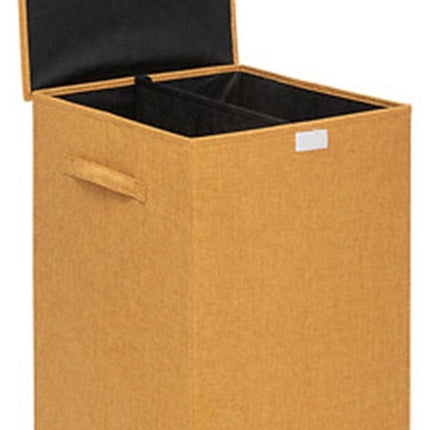 5Five Eureka sorteer wasmand - 74 liter - okergeel - 37 x 37 x 60 cm - MDF/Polyester stof - met afsluitklep