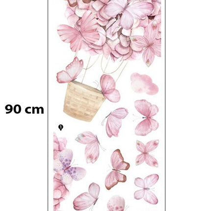 Wandsticker Roze Vlinders - Zelfklevende Muurdecoratie voor Kinderkamer - 53x88 cm - Vlinder Wandsticker voor Meisjeskamer en Babykamer