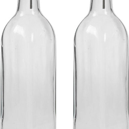 Vivalto Azijn/olie fles met schenktuit en dop - glas - 500 ml - 31 cm
