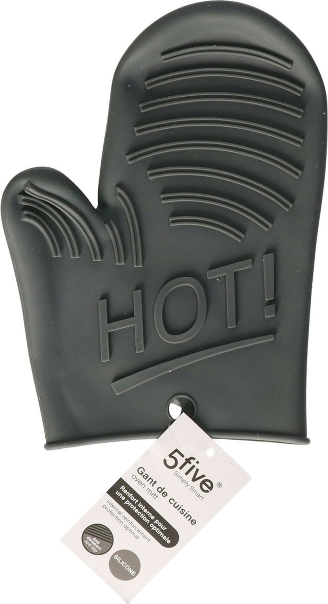 Secret de Gourmet Siliconen ovenwant/ovenhandschoen - Set van 2x stuks - grijs - 15 x 21 cm - Pannenlap - Keukenhandschoen