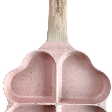 Klausberg 7820 - pan met 4 hartvormige vakken voor Eieren - burgers - pannenkoeken - Rose - Anti-aanbakpan