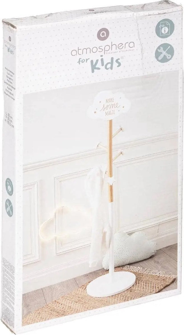 Atmosphera kapstok - beige/wit - MDF hout - 5 haaks - 35 x 135 cm