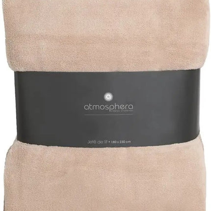 Atmosphera Fleece deken of plaid harig - 2x - beige - 180 x 230 cm - polyester - Bankdeken - Fextra groot fleece plaid