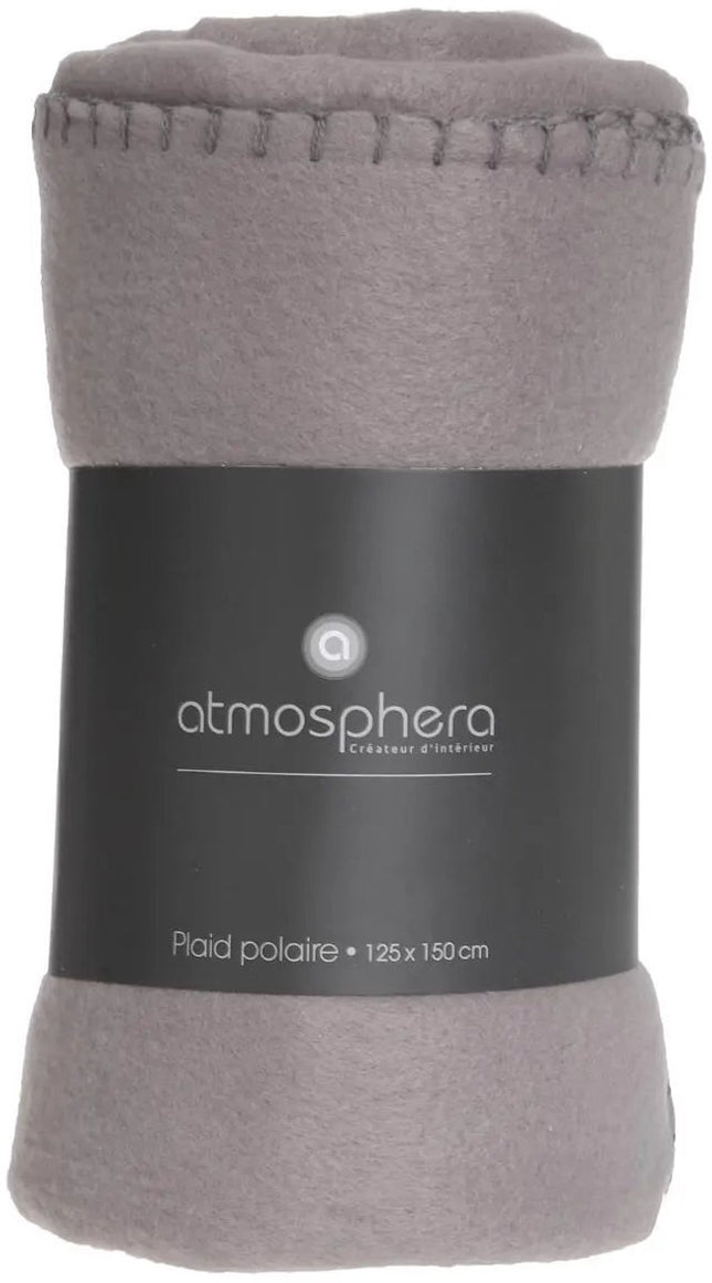 Atmosphera Polar Fleece deken of plaid - 2x - grijs - 125 x 150 cm - polyester - Bankdeken - Fleece plaid