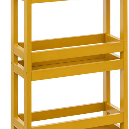 5Five Keuken of badkamer trolley 3-laags - geel - D15 x B40 x H75 cm - mdf hout - met wielen