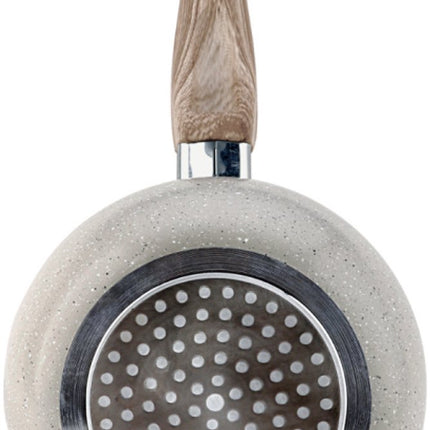 KingHoff KH-1982 Turkse Koffiepot Cezve 1.8 Liter - Voor Inductie, Gas en Elektrisch - Marmer Look Anti-Aanbaklaag - Houten Handvat