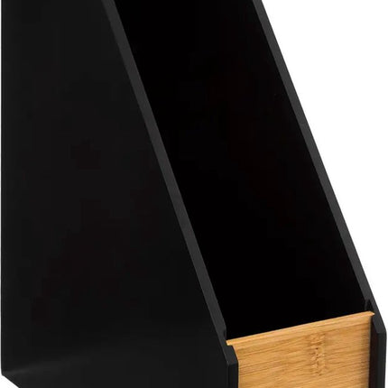 5Five lectuurbak/tijdschriftcassette - zwart - B9 x D25 x H30 cm - hout