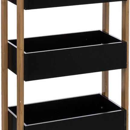 5Five Keukentrolley - bamboe - 3-laags - zwart/bruin - 41 x 20 x 80 cm