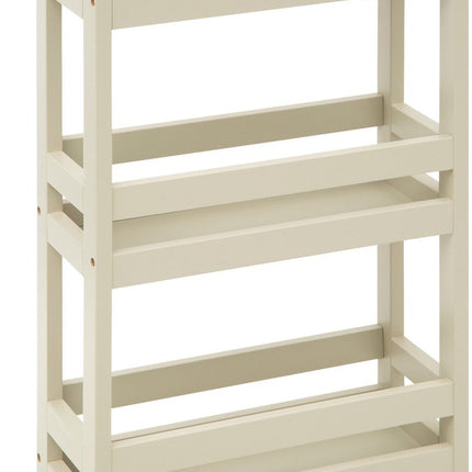 5Five Keuken of badkamer trolley 3-laags - creme wit - D15 x B40 x H75 cm - mdf hout - met wielen