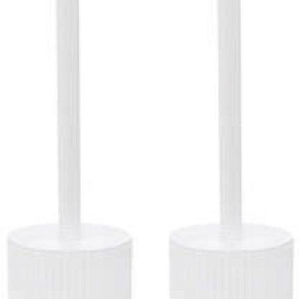 5Five WC-/toiletborstel met houder wit polyresin/steen 40 cm - Set 2x stuks