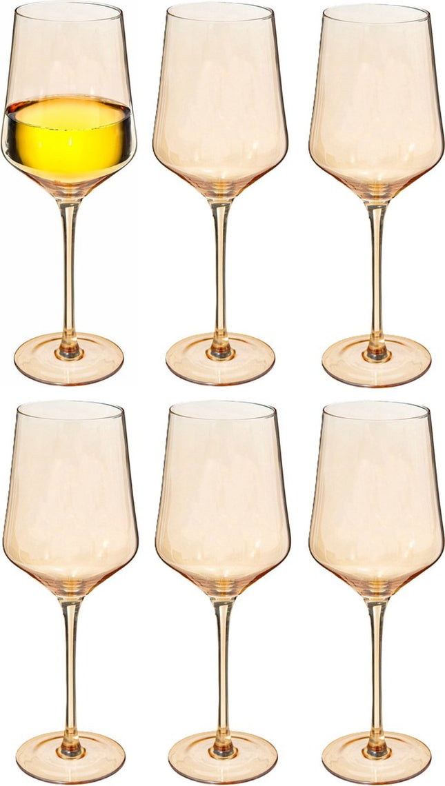 Secret de Gourmet Wijnglazen - 12x - Olga - groot - 450 ml - glas - voor rode en witte wijn - amber kleur