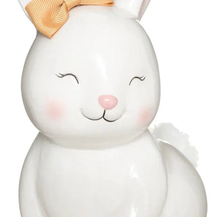 Atmosphera Spaarpot voor kinderen - konijntje - keramiek - wit - 14 x 22 cm - met dop