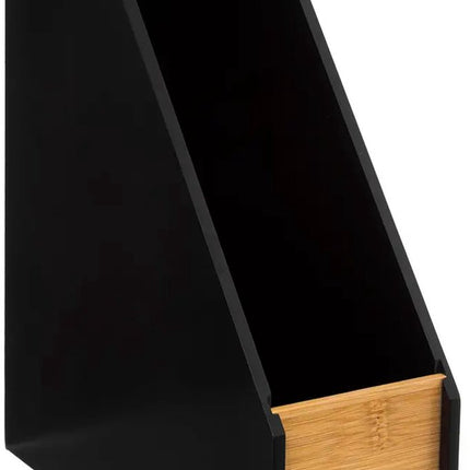 5Five lectuurbak/tijdschriften cassette - 3x - zwart/bruin - B9 x D25 x H30 cm - hout