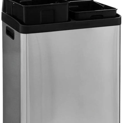 5Five Dubbele Prullenbak/pedaalemmer Ariane - zilver - rvs metaal - 2 x 30 liter - 49 x 40 x 67cm - keuken