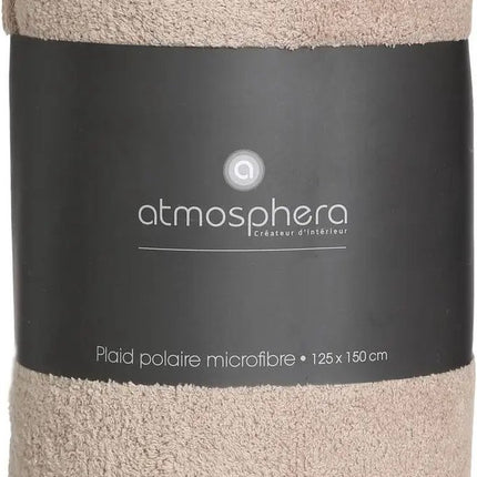 Atmosphera Fleece deken of plaid harig - 2x - beige - 125 x 150 cm - polyester - Bankdeken - Fleece plaid