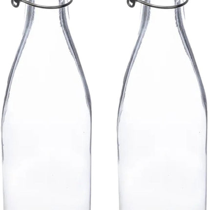 5Five Beugelfles/weckfles - 2x - glas - transparant - luchtdicht - 0.5 liter - waterfles - limonade